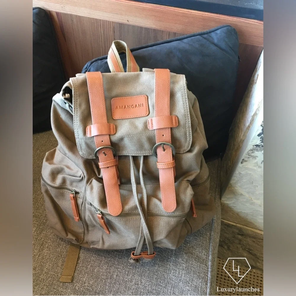 Amangani Exclusive Canvas and Vegan Leather Backpack NWOT